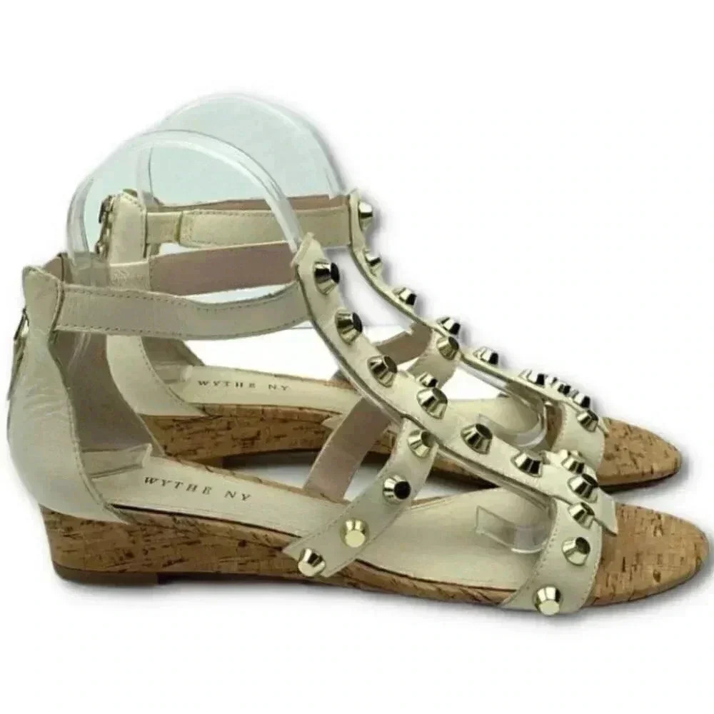 New Wythe NY sandal 37.5 7.5 Lizzie white leather gladiator